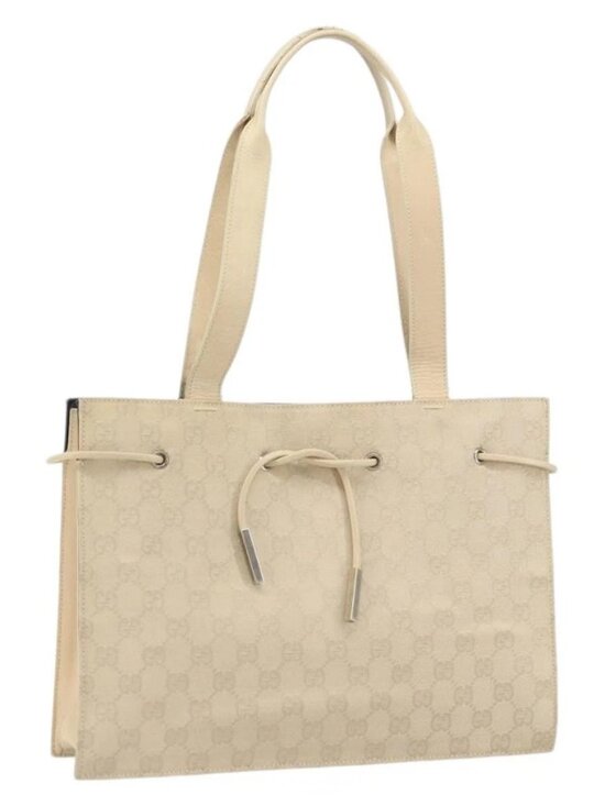 Gucci Handbags - GUCCI GG Canvas Tote Bag Beige Silver 002 1053 Auth 170373